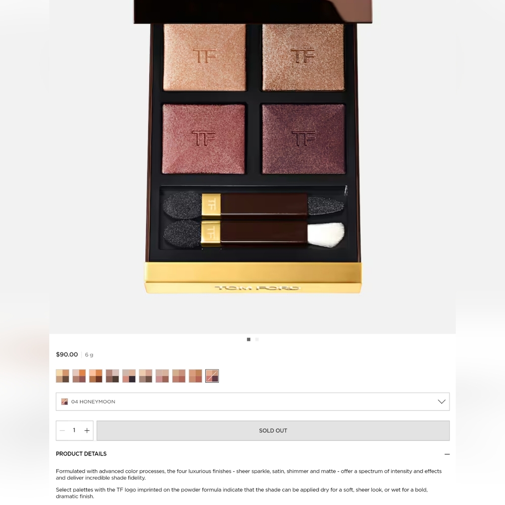 TOM FORD Eye Color Quad Eyeshadow Palette 04 Honeymoon NIB - Picture 8 of 10